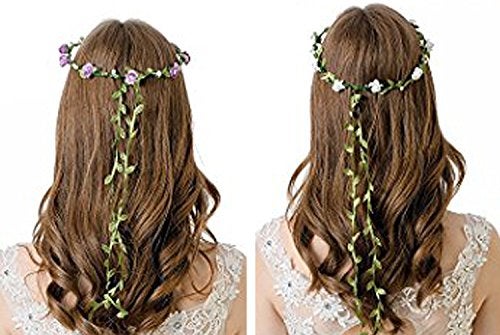 Kaptin 10 Pack Multicolor Flower Crown Headband, Women Girl Fashion Floral Crown Garland Headbands for Festival Celebration Wedding Party, Without anchor strap (10pcs) - Image 3