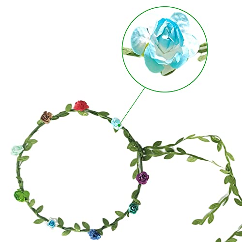 Kaptin 10 Pack Multicolor Flower Crown Headband, Women Girl Fashion Floral Crown Garland Headbands for Festival Celebration Wedding Party, Without anchor strap (10pcs) - Image 5