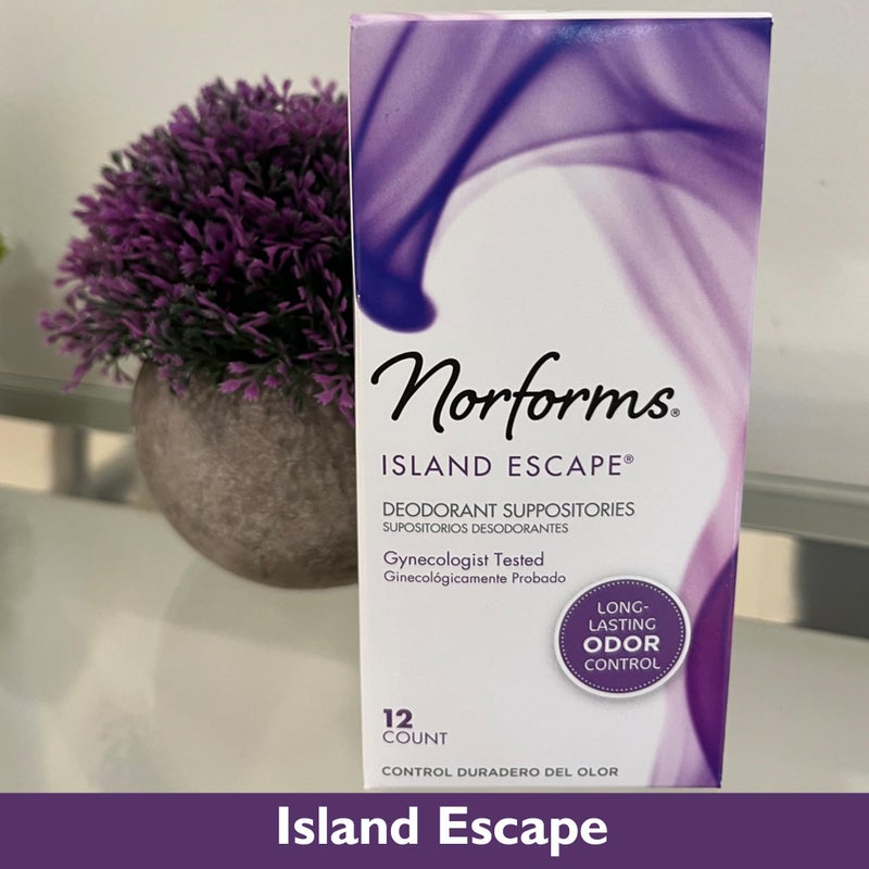 Norforms Feminine Deodorant Suppositories, Long Lasting Odor Control, Island Escape Scent, 12 Count Deodorant Suppositories in Each Box (Pack of 3) - Image 5