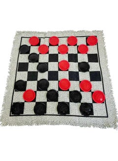 Yuanhe Gaint Checkers Set - Large 3-In-1 Checkers Game, Including Tic Tac Toe Game With Double-Sided Carpet, Calssic Indoor And Outdoor Yard Game