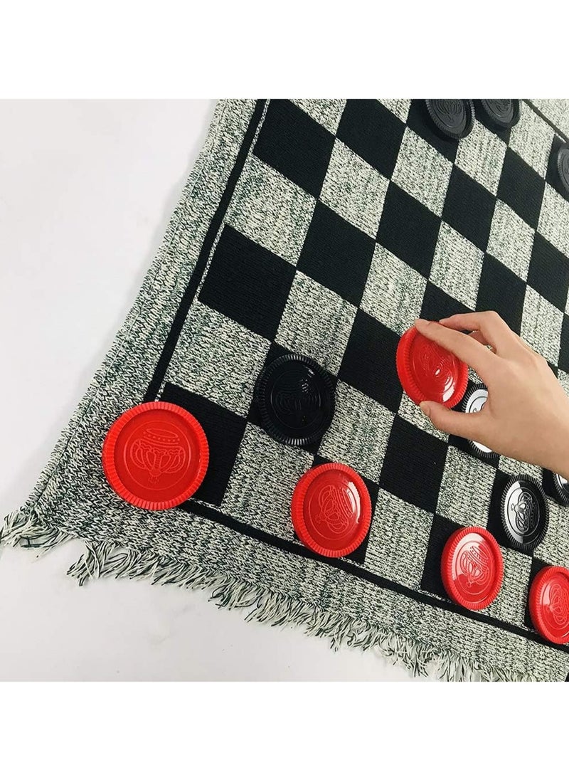 Generic - Yuanhe Gaint Checkers Set - Large 3-In-1 Checkers Game, Including Tic Tac Toe Game With Double-Sided Carpet, Calssic Indoor And Outdoor Yard Game - Image 1