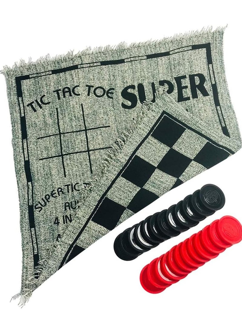 Generic - Yuanhe Gaint Checkers Set - Large 3-In-1 Checkers Game, Including Tic Tac Toe Game With Double-Sided Carpet, Calssic Indoor And Outdoor Yard Game - Image 1