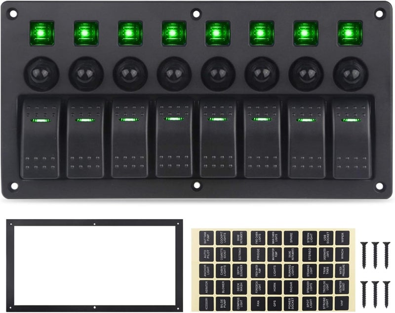 Wivplex 8 Gang Waterproof Switch Panel for Marine and Automotive - Image 1