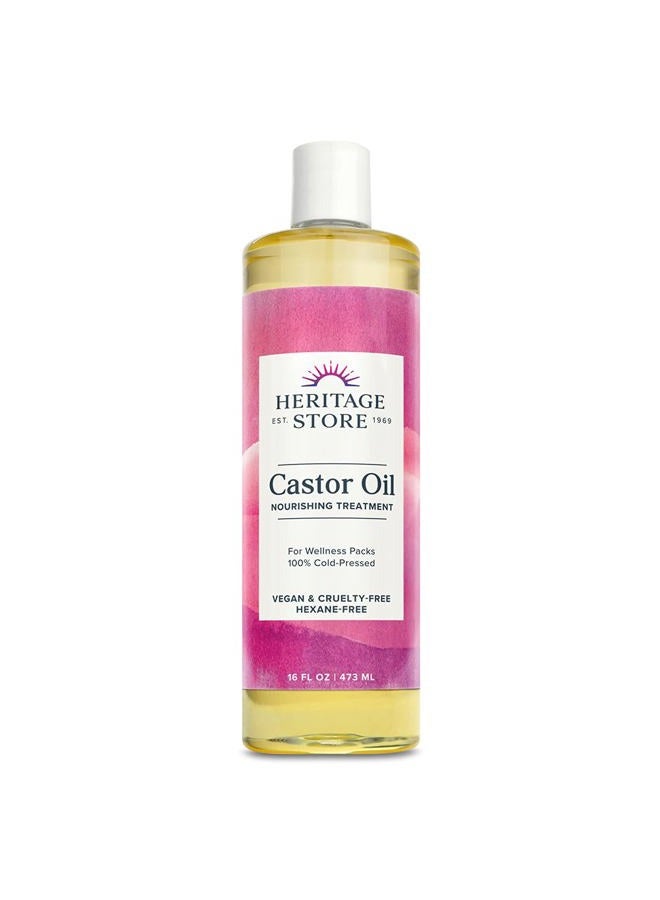 Heritage Store Heritage Store Castor Oil, Nourishing Hair Treatment, Deep Hydration for Healthy Hair Care, Skin Care, Eyelashes & Brows, Castor Oil Packs & More, Cold Pressed, Hexane Free, Vegan & Cruelty Free, 16oz  - Image 1