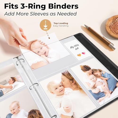 Dunwell Photo Sleeves for 3-Ring Binder, (4x6 Mixed Format, 100 Pack) for 600 Pictures, Each Photo Page Sheet Holds Six 4 x 6 Pictures or Postcards, Acid-Free Poly 4x6 Album Refill Pages - Image 4
