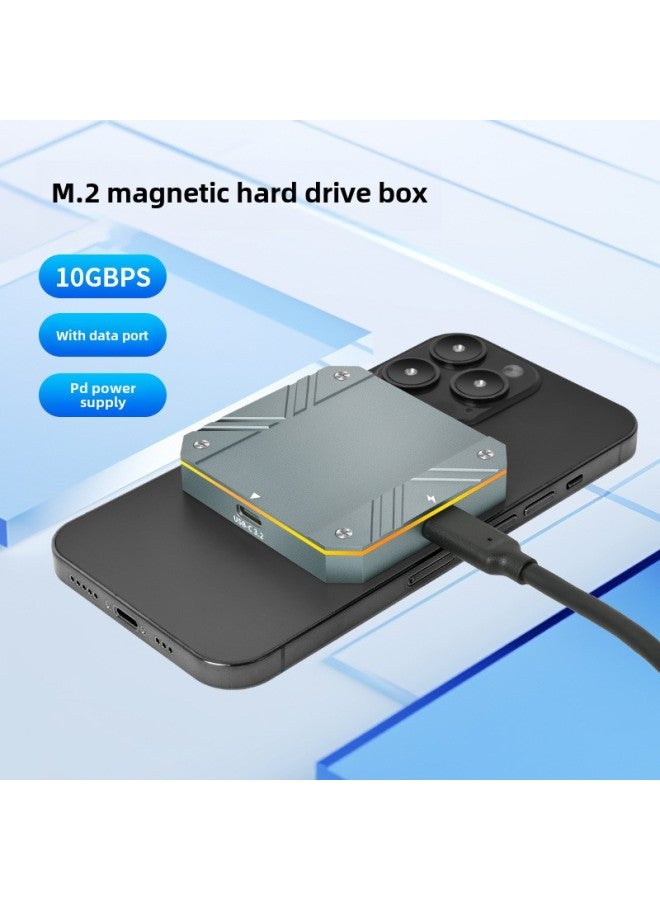 Hard Disk Box M.2 Mobile Solid-state Cooling Hard Disk TypeC External Mobile Phone Computer Magnetic Hard Disk Box-Color:Xsy08 Magnetic Suction + Rechargeable M.2 Hard Drive Box - Image 1