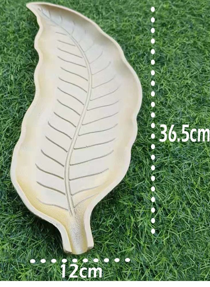 LINGWEI Wooden Serving Tray Home Decor Natural Organizer Holder Decorative Table Centerpiece Leaf Plates for Party Restaurant Kitchen Home Coffee. Golden - Image 3