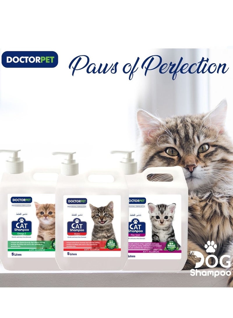 DOCTERPET Doctor Pet Cat Shampoo Omega-3 5 Liters – Moisturizing, Hypo-Allerginic, Gentle Formula for Soft, Healthy Coat & Skin - Image 4