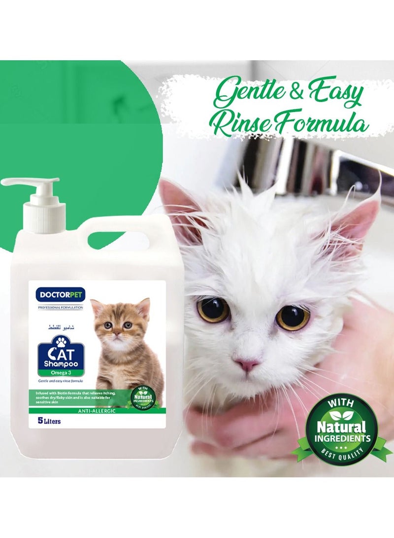 DOCTERPET Doctor Pet Cat Shampoo Omega-3 5 Liters – Moisturizing, Hypo-Allerginic, Gentle Formula for Soft, Healthy Coat & Skin - Image 2