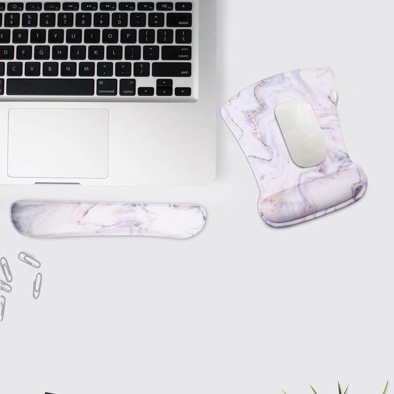 Marble Pattern Memory Foam Wrist Rest And Non Slip Mouse Pad Set 2PCS - Image 5