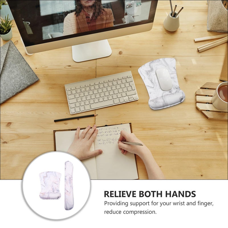 Marble Pattern Memory Foam Wrist Rest And Non Slip Mouse Pad Set 2PCS - Image 4