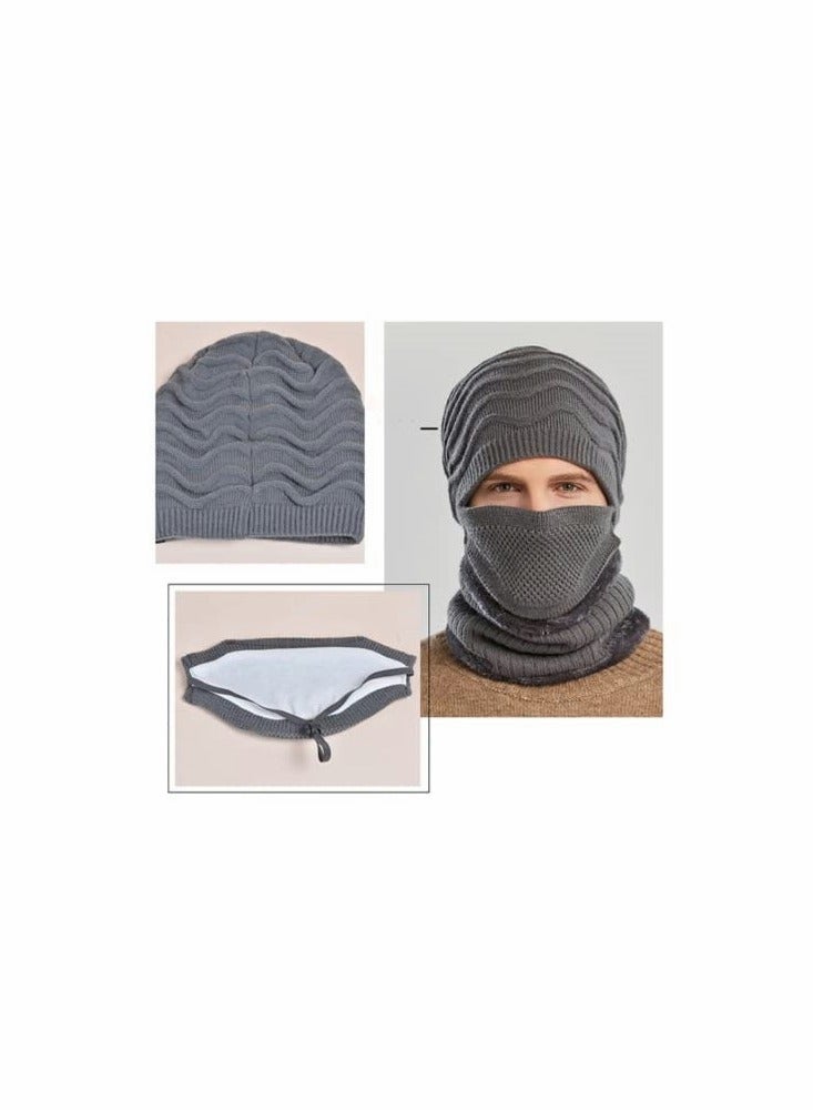 KASTWAVE Winter Knitted Hats Scarf Set(Grey) - Image 3