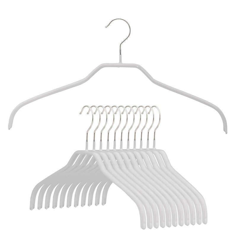 Mawa by Reston Lloyd Silhouette Series NonSlip Space Saving Clothes Hanger for Shirts and Dresses Style 41F Set of 12 White - Image 2
