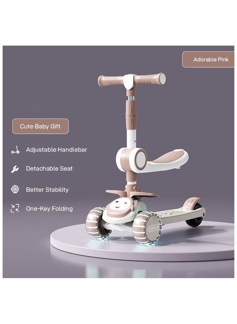 3 Wheel Kids Scooter with LED Light Up Wheels and Music for Toddlers Girls and Boys 4 Adjustable Handlebar Heights Tilt Steering Wide Deck for Kids Ages 2-12 - Image 1