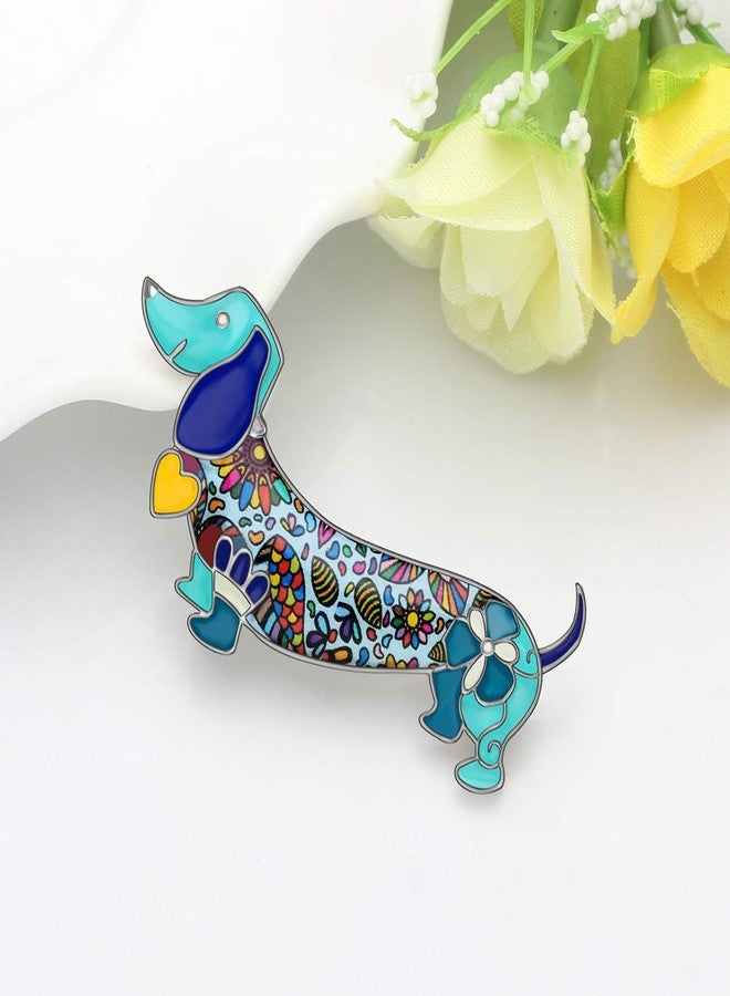NEWEI Enamel Cute Dog Brooch Pins Charms Gifts for Women And Dog Lovers (Navy Dachshund Dog #1) - Image 2