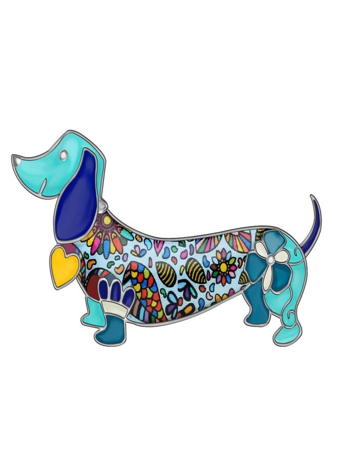 NEWEI Enamel Cute Dog Brooch Pins Charms Gifts for Women And Dog Lovers (Navy Dachshund Dog #1) - Image 1