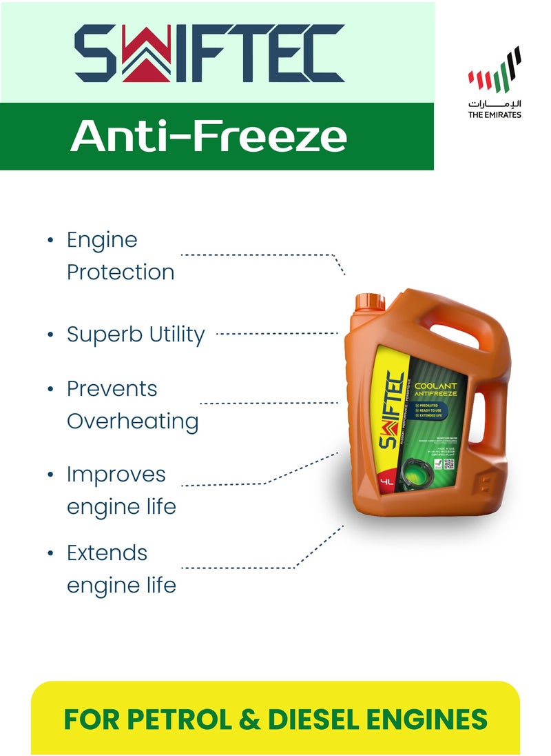 SWIFTEC Swiftec Engine Coolant for Car Radiator - Anti Freeze - Anti Corrosion - Green 4L  - Image 4