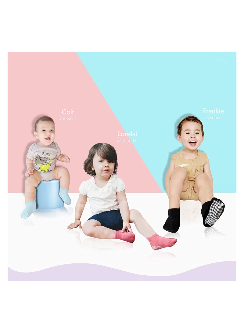 6 Pairs Grips Ankle Socks for Toddler Non Slip Socks for Kids Low Cut Anti Skid Floor Socks for 3 to 5 Years Baby Boys and Girls Size L - Image 2