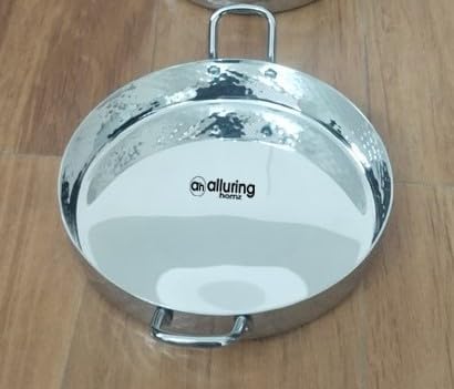 Alluring Homz Stainless Steel Round Hammered Serving Dish Bowl with Handles Serveware & Tableware, Home Restaurant,Kitchen 500 ML (6) - Image 1