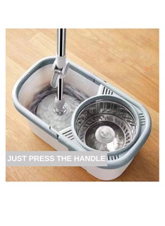 Microfiber rotating mop bucket set leaves floors completely dry. The rotating mop bucket is made of high quality materials.