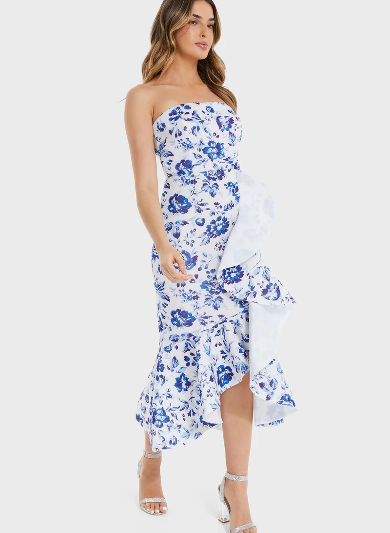 QUIZ Floral Print Wrap Dress
