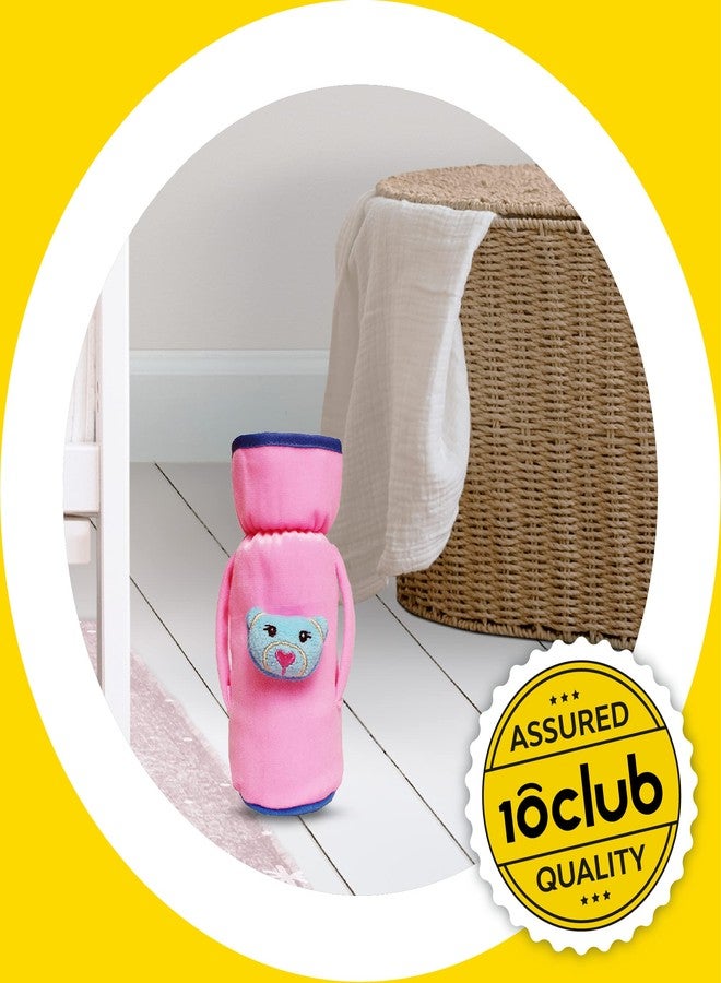 My Newborn Baby Feeding Bottle Covers (Green and Pink) | Soft Stretchable Pouch Combo | Soft Plush Bottle Tote Bag with Loop on Neck | Comfortable Hand Grip | Dual Insulation for Saftey - Image 2