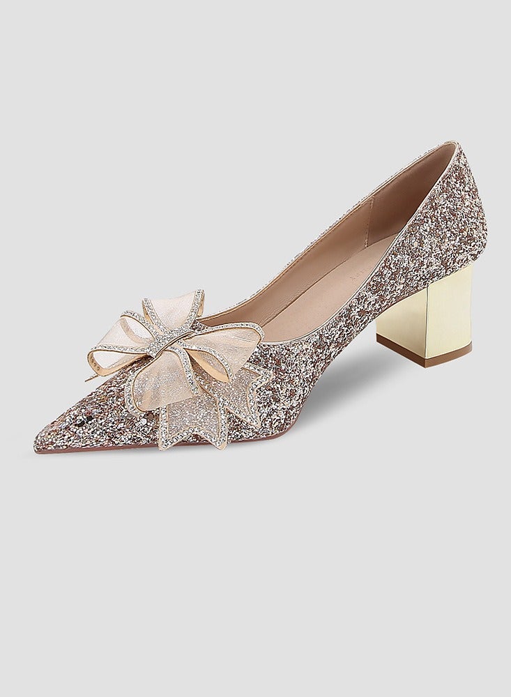 Shougu Single Shoe Women's Thick Heel Versatile Shoes 
