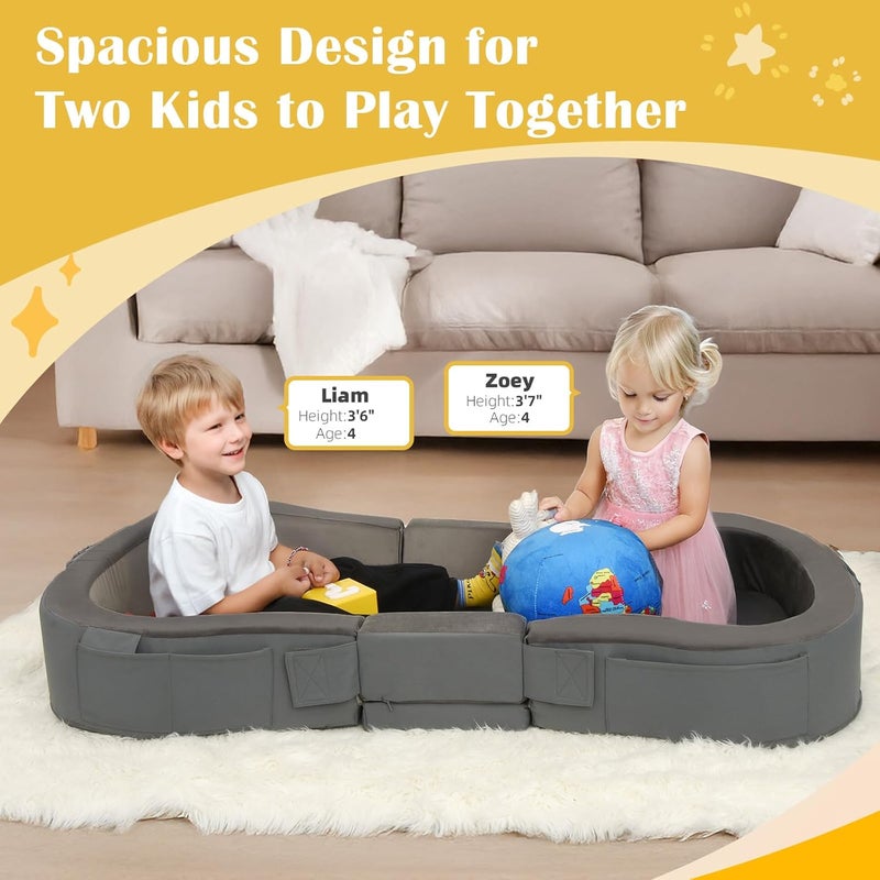 ENITYA Toddler Travel Bed Foldable Floor Cot with Washable Cover for Travel Camping Home Portable Crib for Kids Aged 18M5Y Easy to Use Kids Cot for Sleeping Grey - Image 4