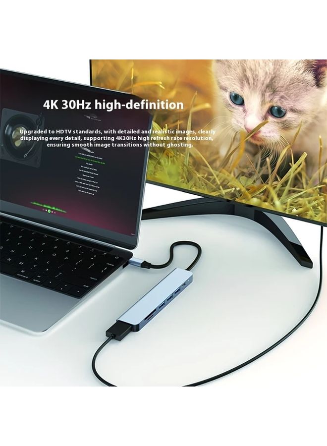 7 In 1 Type C USB C Expansion Hub 4K HDTV 100W PD SD Card 2 USB 3 0 - Image 2