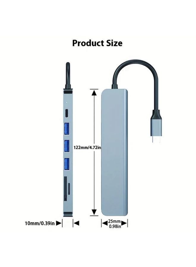 7 In 1 Type C USB C Expansion Hub 4K HDTV 100W PD SD Card 2 USB 3 0 - Image 1