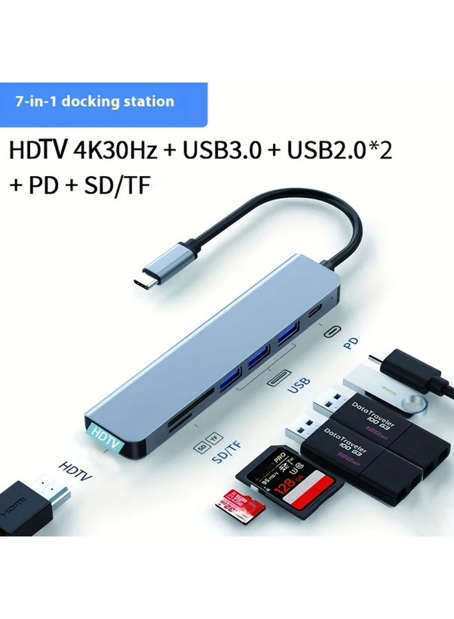 7 In 1 Type C USB C Expansion Hub 4K HDTV 100W PD SD Card 2 USB 3 0 - Image 3