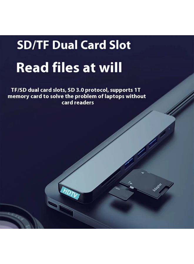 7 In 1 Type C USB C Expansion Hub 4K HDTV 100W PD SD Card 2 USB 3 0 - Image 4