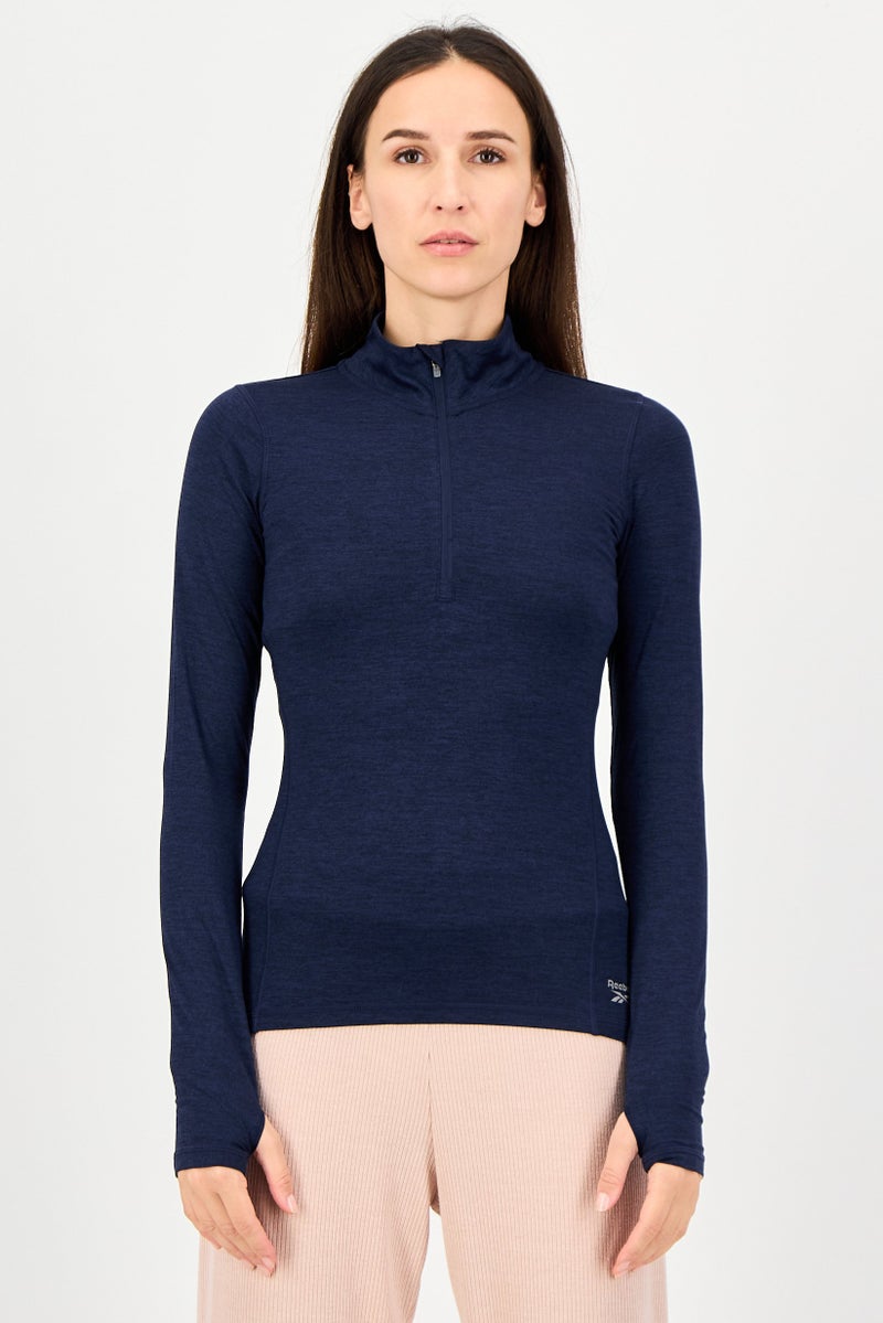 Reebok Women Slim Fit Long Sleeve Outdoor Top, Navy - Image 1