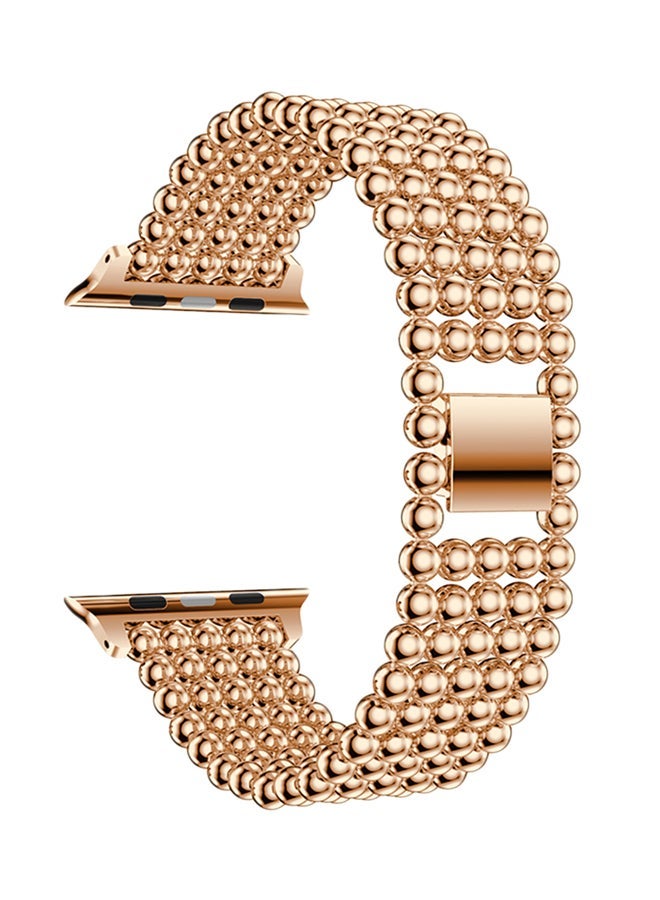 NIBEMINENT Round Beads Replacement Band For Apple Watch Series 3/2/1 Rose Gold - Image 1