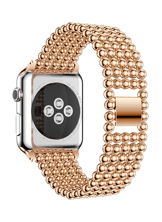 NIBEMINENT Round Beads Replacement Band For Apple Watch Series 3/2/1 Rose Gold - Image 3