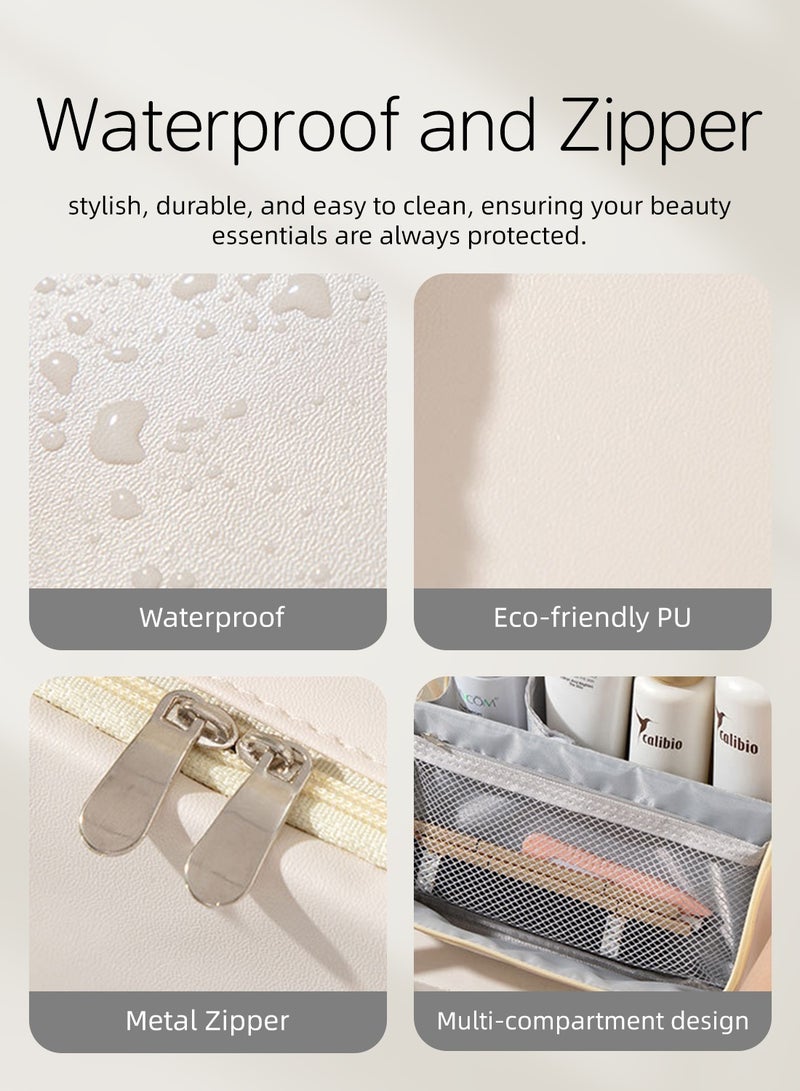 Extra Large Makeup Bag with Mirror, Makeup Station and Makeup Set, Multifunctional Makeup Organizer Makeup Case, Portable Waterproof Makeup Box Cosmetic Bag Cosmetic Organizer, Standing Makeup Pouch Makeup Kit Dressing Table Organizer, Travel Cosmetic Case Cosmetic Kit Toiletry Bag for Women Ladies - Image 5