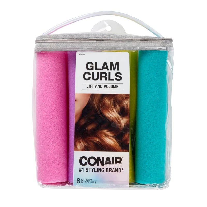 Conair Foam Hair Rollers -Heatless curls - Foam Rollers - Hair Rollers - Loose Hair Curlers in Assorted Sizes - 8 Count w/storage case - Image 1