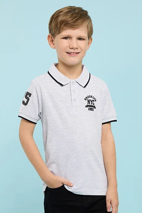 أر أند بي Print Detail Polo T-Shirt with Short Sleeves