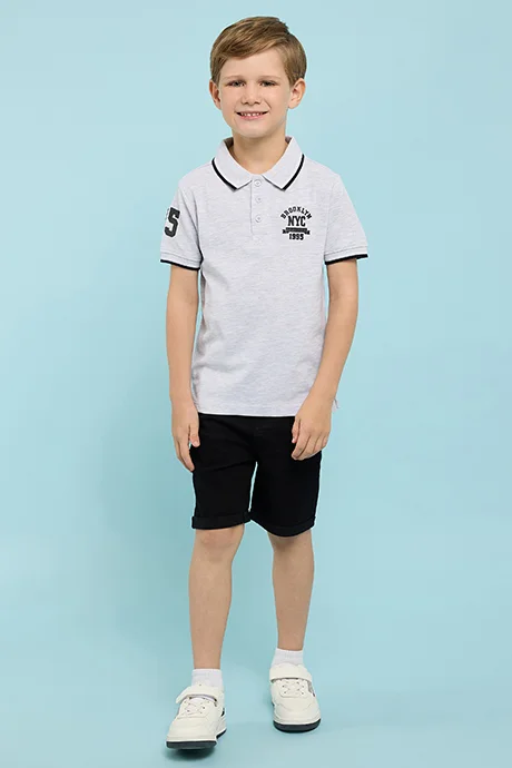 أر أند بي Print Detail Polo T-Shirt with Short Sleeves
