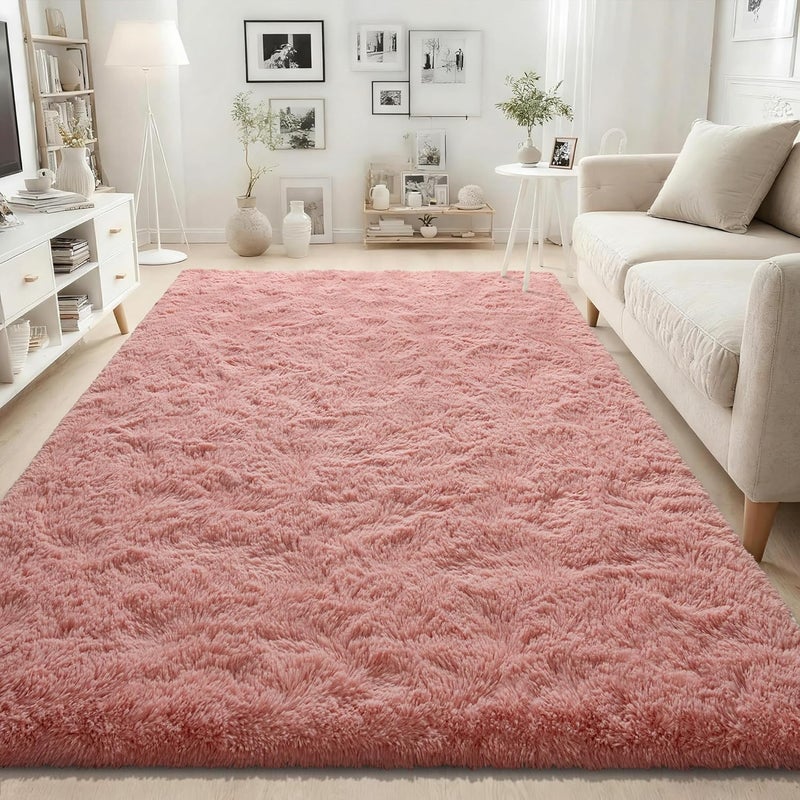 ISEAU Fluffy Rug Carpets Soft Shaggy Area Rug Indoor Floor Rugs for Kids Room Fuzzy Carpet Comfy Cute Nursery Rug Bedside Rug for Boys Girls Bedroom Living Room Home Decor, 3ft x 5ft,Blush - Image 2