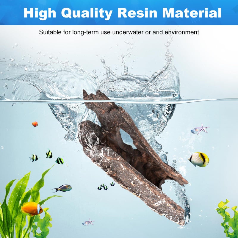 TRUVIC Fish Tank Decorations - Aquarium Cave Decor, Resin Hollow Tree Trunk Reptile Hide & Betta Log Hideout for 20 Gallon Tank, Fish Accessories Shelter Cave - Image 3