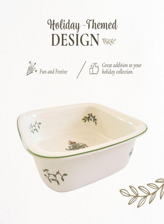 Spode Christmas Tree 10" Square Pan- Porcelain Baking Dish for Lasagna, Casserole, Holiday Desserts - Oven to Table Bakeware & Dishwasher Safe - Festive Holiday Serveware for Christmas Table - Image 3