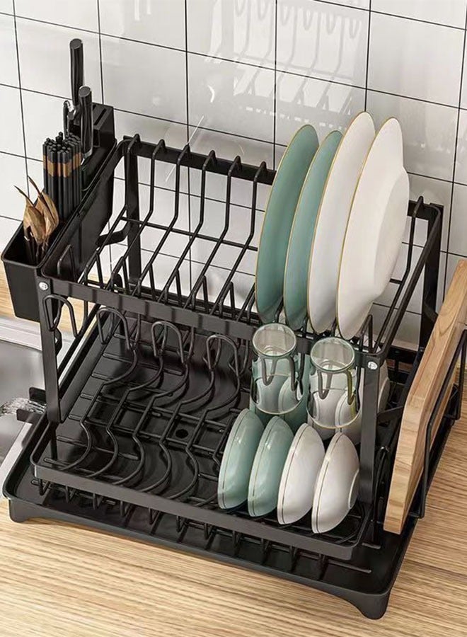 ميزانية أطباق فولاذية مقوى ذو طبقتين - حمولة تحمل 50 جنيه و قابلة للطي، طلاء مُحَمَّص مُتَقَّن مُقاوم للصدأ منظم مطبخ (بملحقات قابلة للإزالة) - Image 2