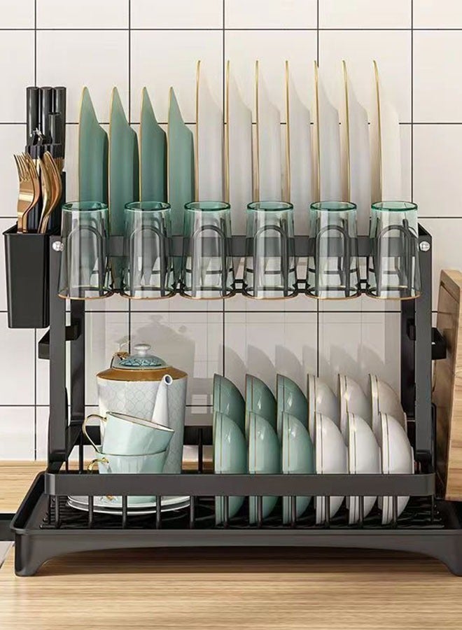 ميزانية أطباق فولاذية مقوى ذو طبقتين - حمولة تحمل 50 جنيه و قابلة للطي، طلاء مُحَمَّص مُتَقَّن مُقاوم للصدأ منظم مطبخ (بملحقات قابلة للإزالة) - Image 3