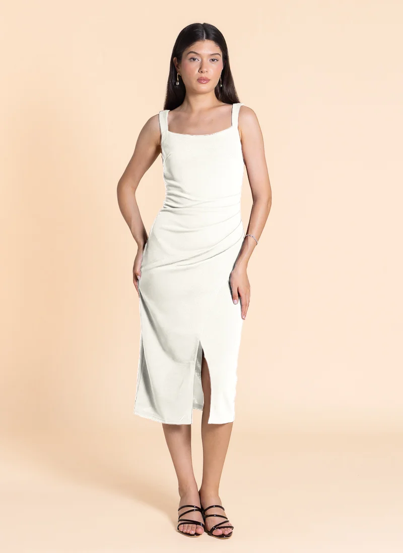شايبس Ivory Ruched Midi Dress