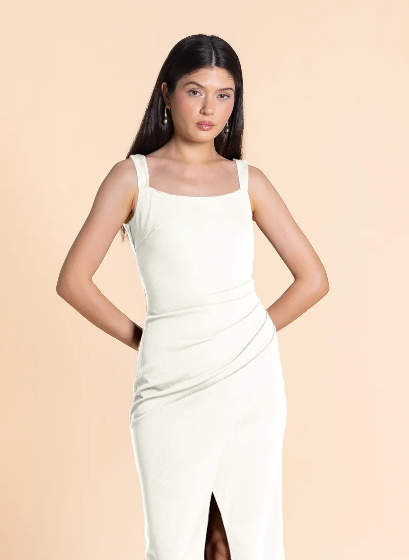 شايبس Ivory Ruched Midi Dress