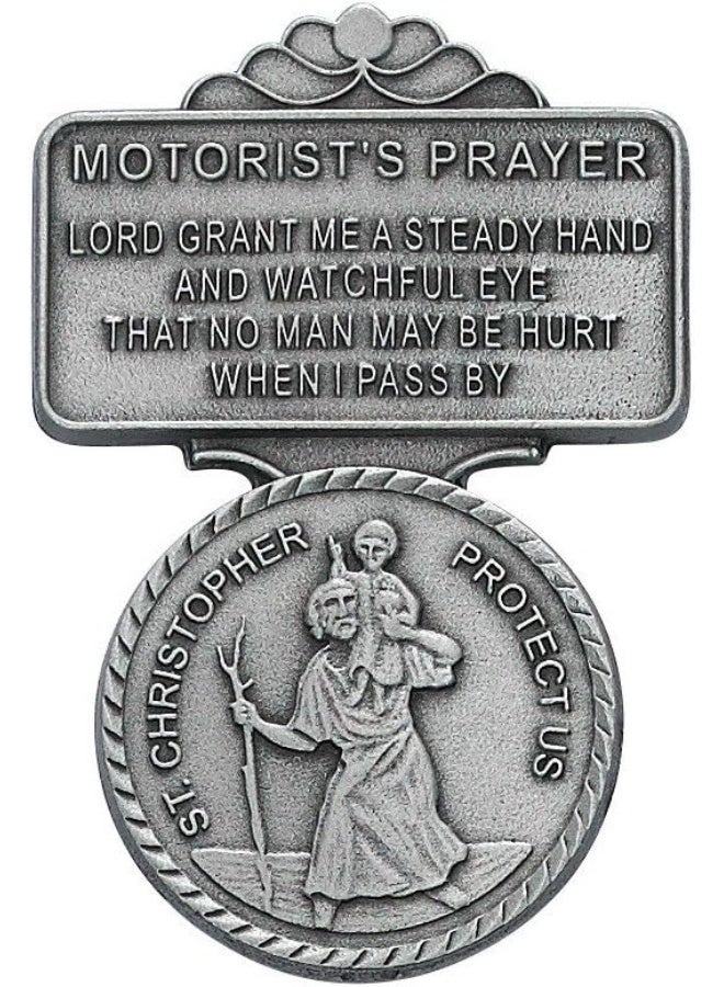 McVan St Christopher Medal Pendant Visor Clip - Image 1