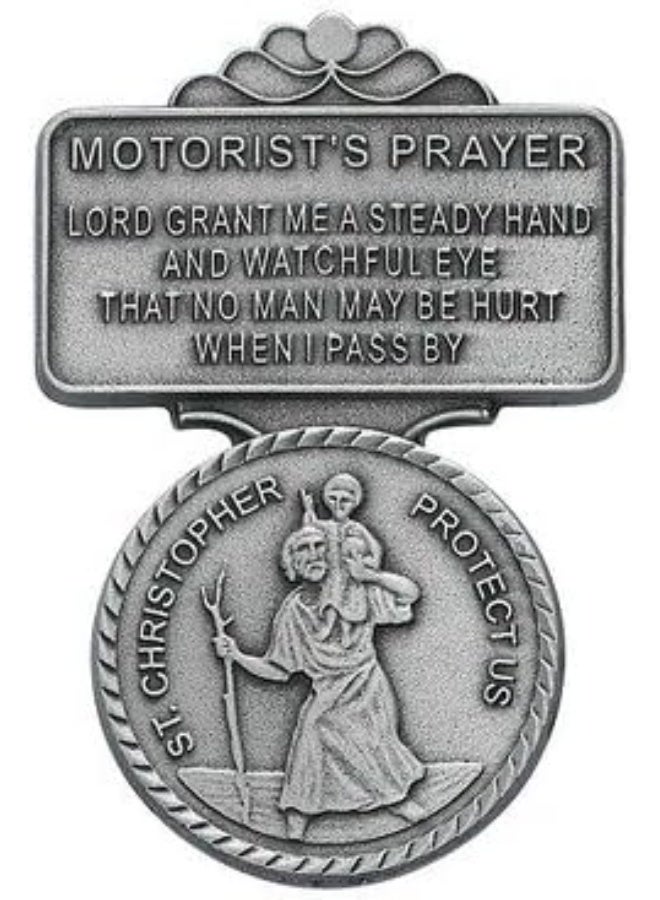 McVan St Christopher Medal Pendant Visor Clip - Image 2