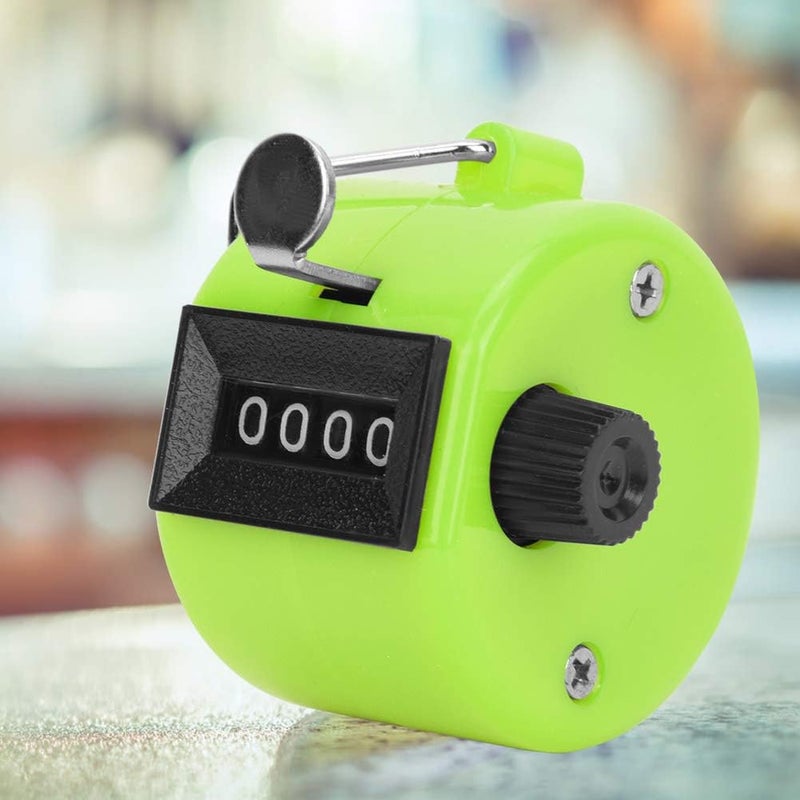 Metal case, Small Body, Portable Hand Tally Counter with Hook, 9999 Record, ABS Plastic Shell, Conference Attendance, Traffic Flowing (Green) - Image 1