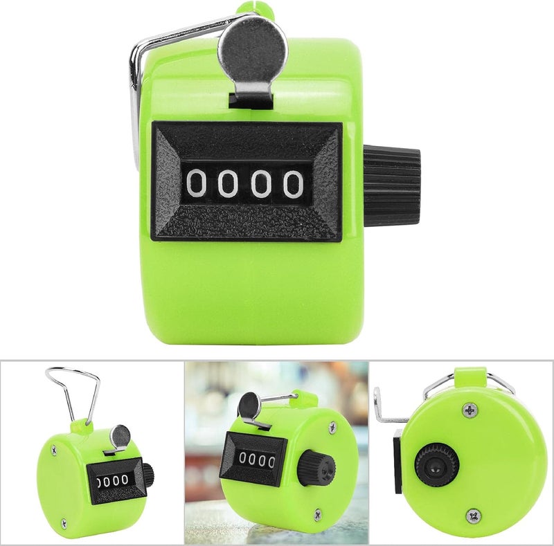 Metal case, Small Body, Portable Hand Tally Counter with Hook, 9999 Record, ABS Plastic Shell, Conference Attendance, Traffic Flowing (Green) - Image 2